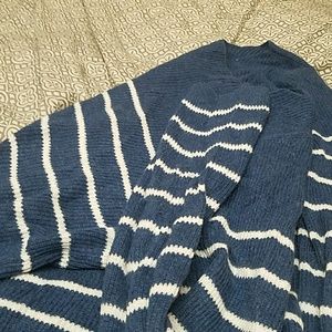 Blue and white striped sweater